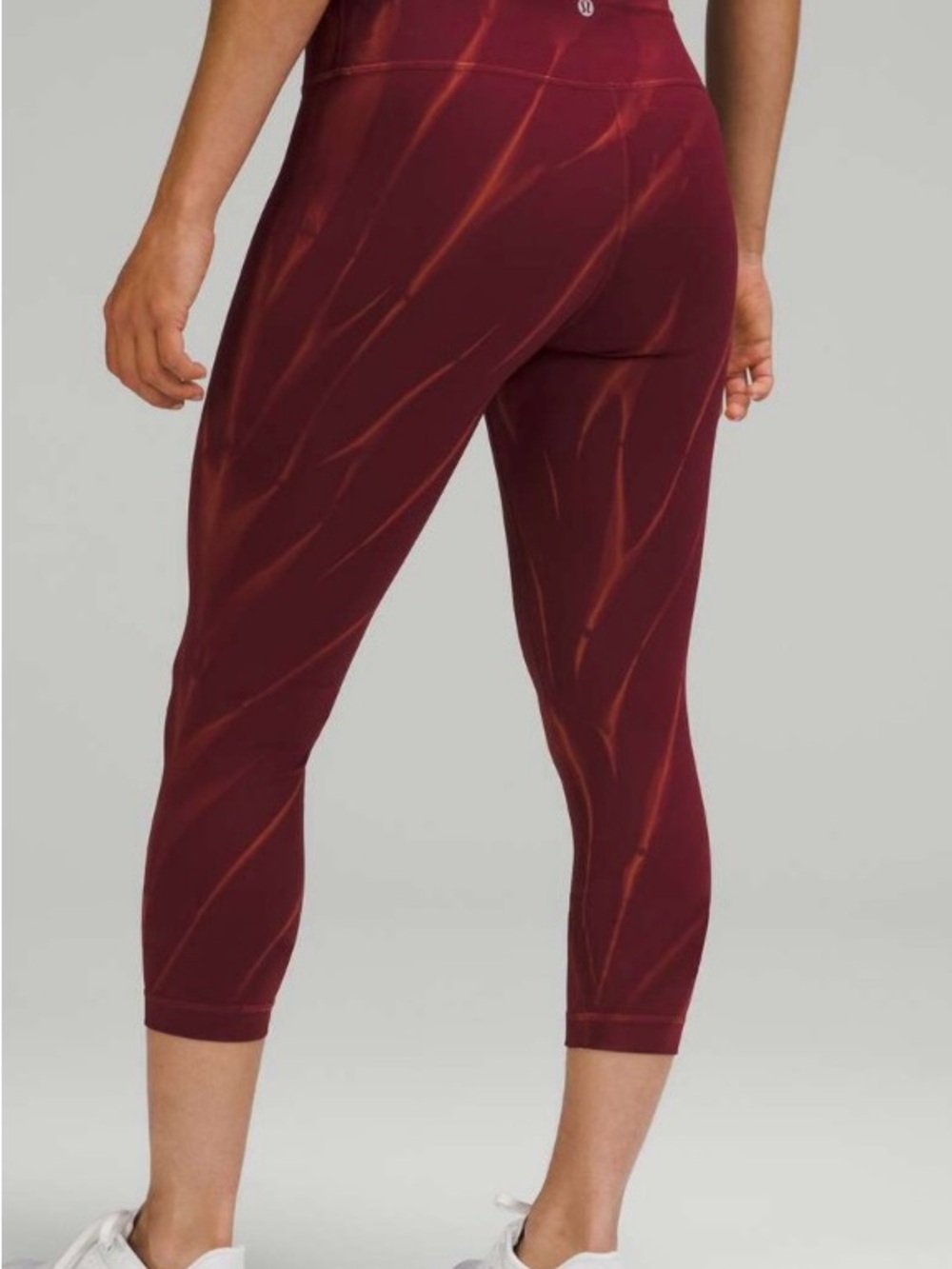 Lululemon Wunder Train High-Rise Crop 23" Sun Bleached Wash Red Merlot  Sz 0